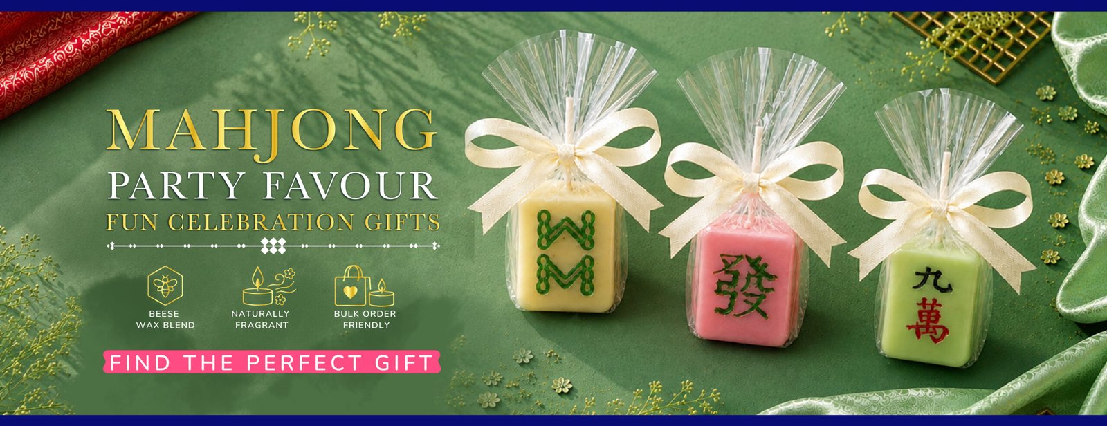 Mahjong party favour candles handcrafted for weddings birthdays and celebrations