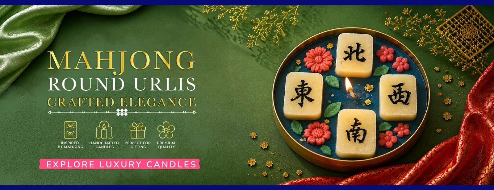 Luxury mahjong round urli candle handcrafted decorative candle for gifting